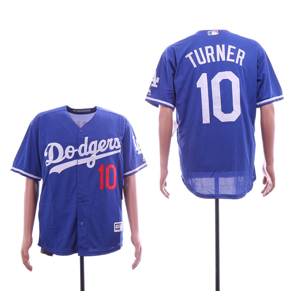 Men Los Angeles Dodgers #10 Turner Blue Game Team mark MLB Jerseys->los angeles dodgers->MLB Jersey